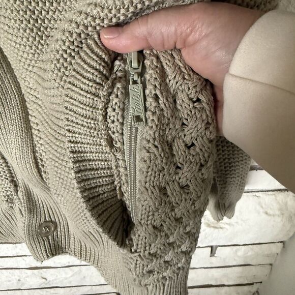 VTG Parish Nation E05-2006 NY Fisherman Cardigan Mens Large Cream Cable Knit - Picture 4 of 12